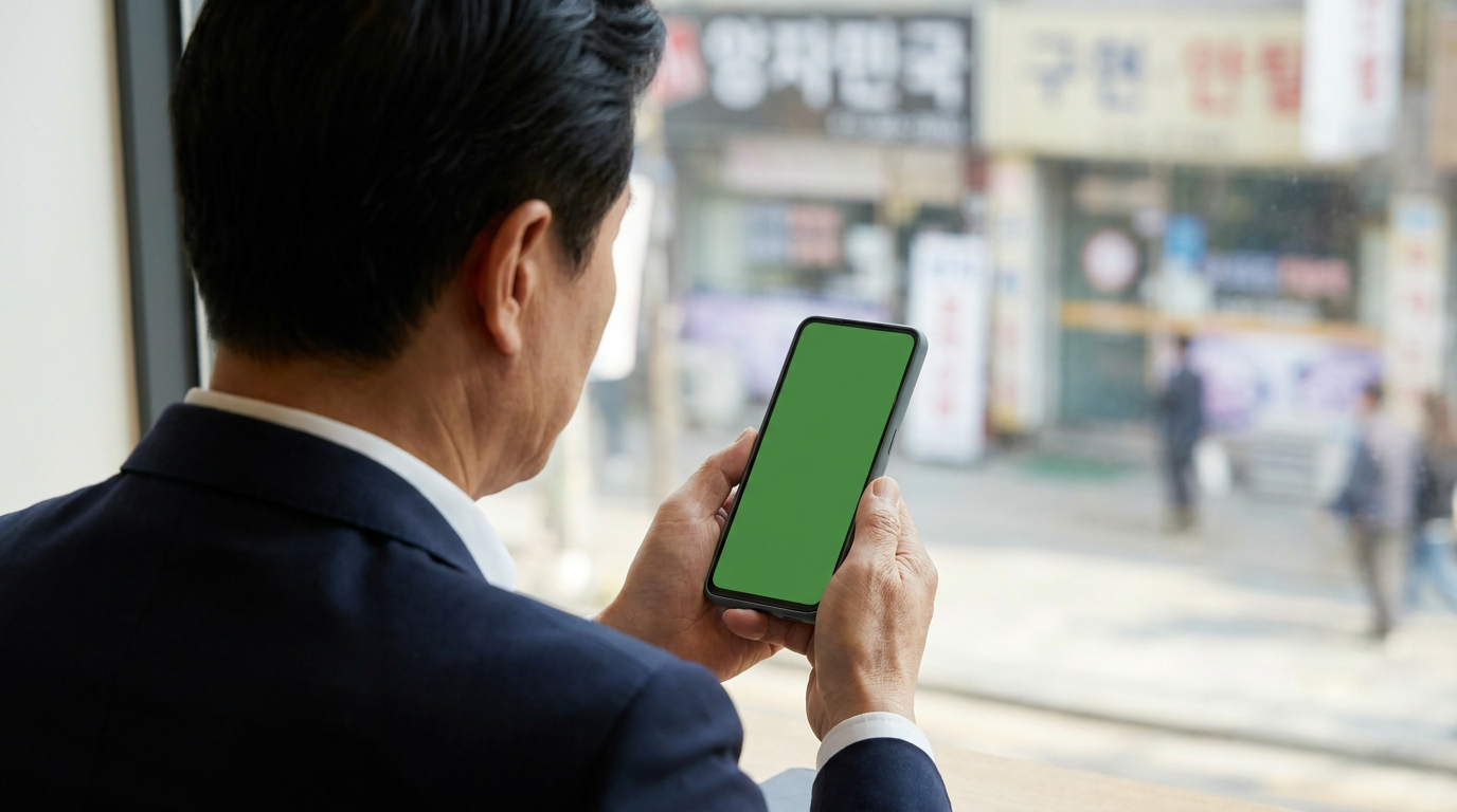 스마트폰의 카카오톡 메시지를 확인하는 손
