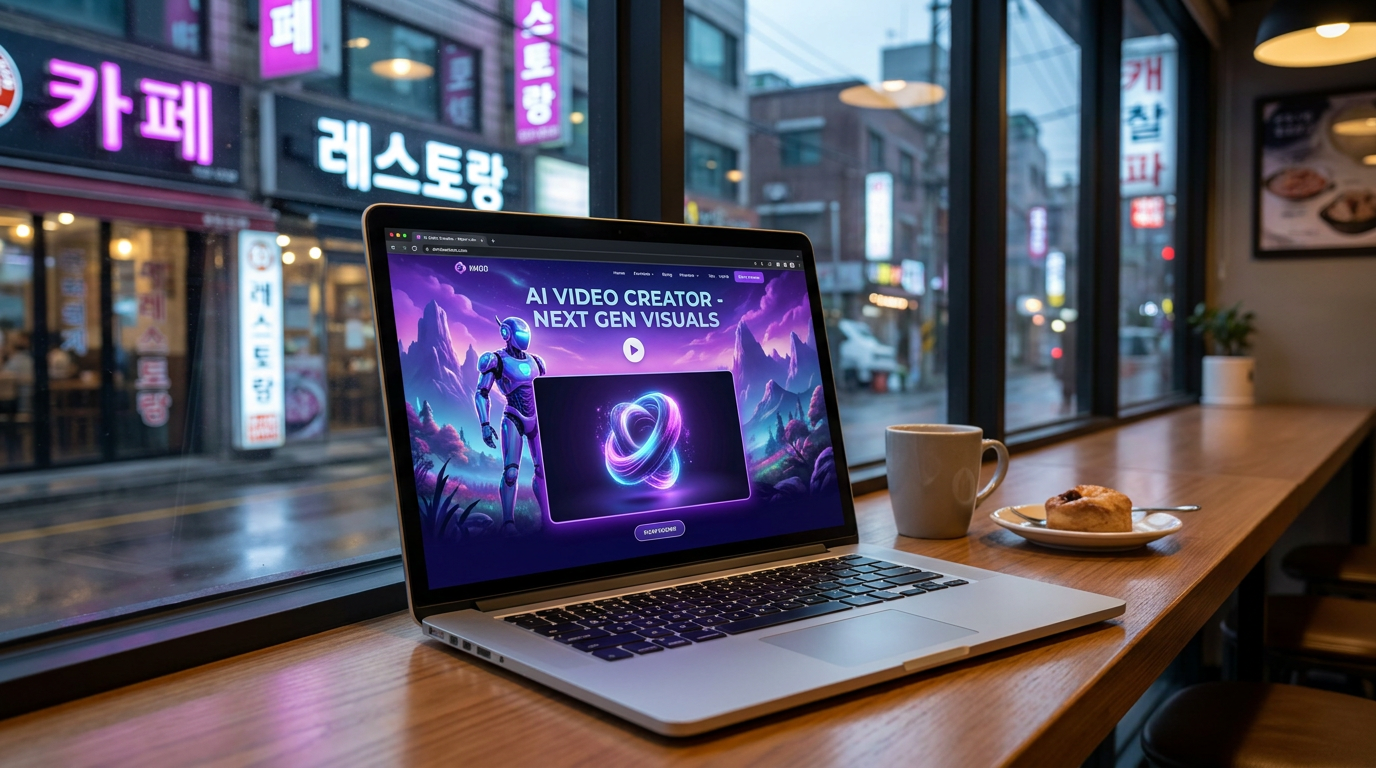 영상 제작 사이트가 켜진 노트북 화면