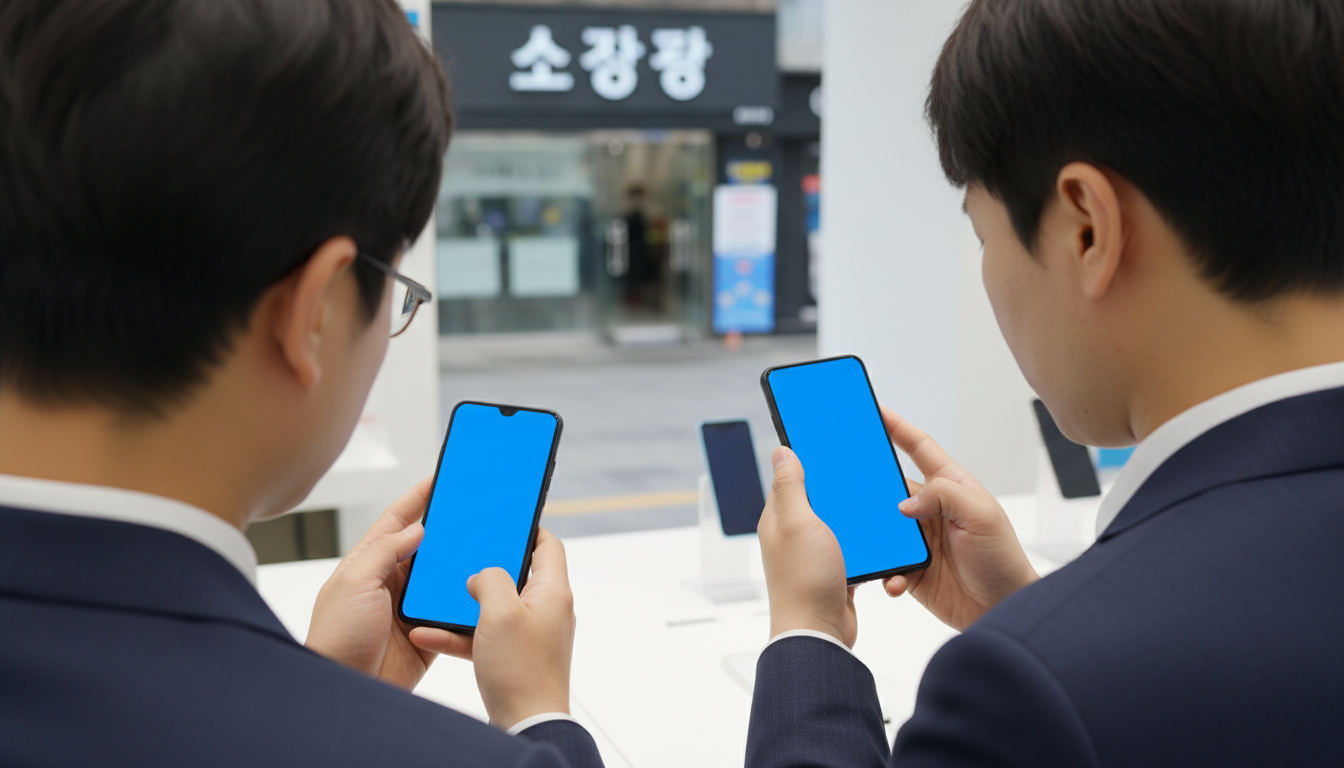 가전 매장에서 전자기기를 살펴보는 고객들
