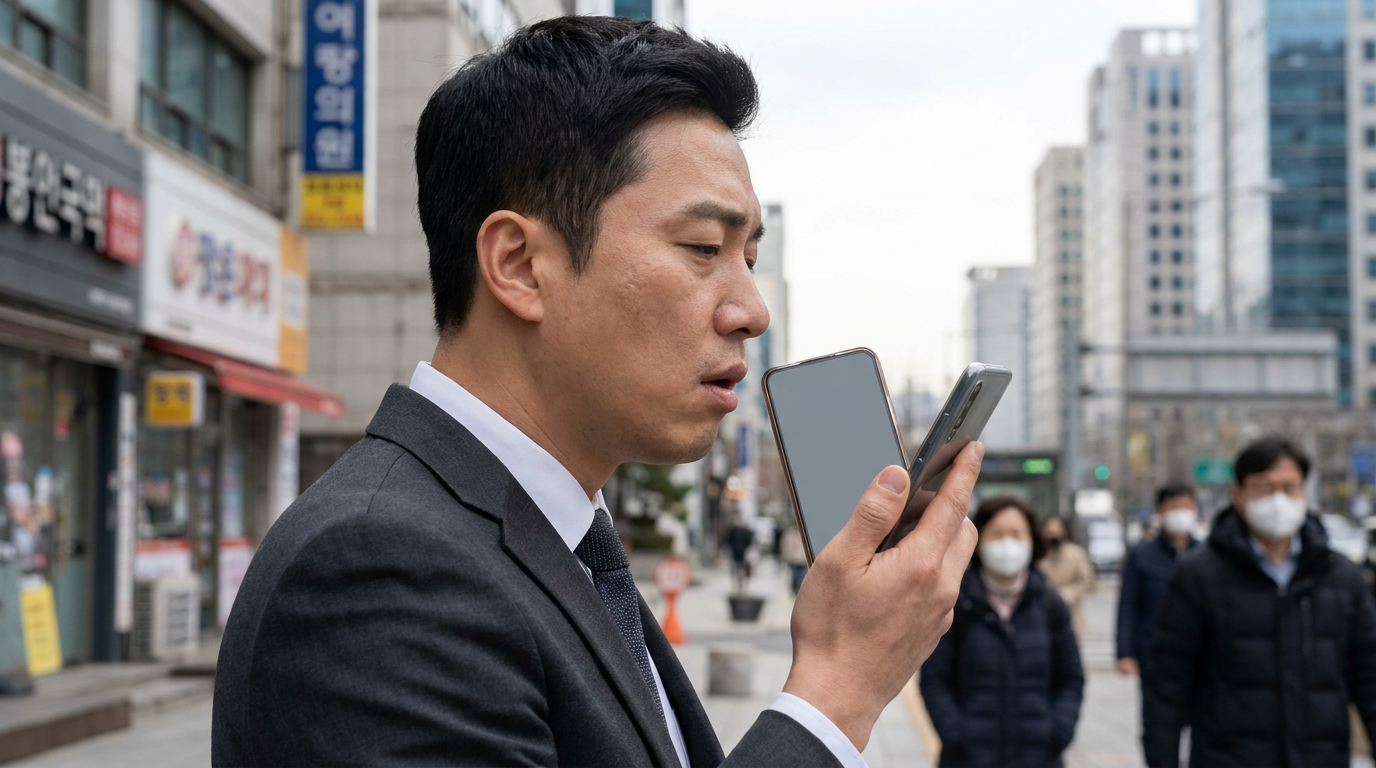 스마트폰 증권 앱을 보며 한숨 쉬는 회사원