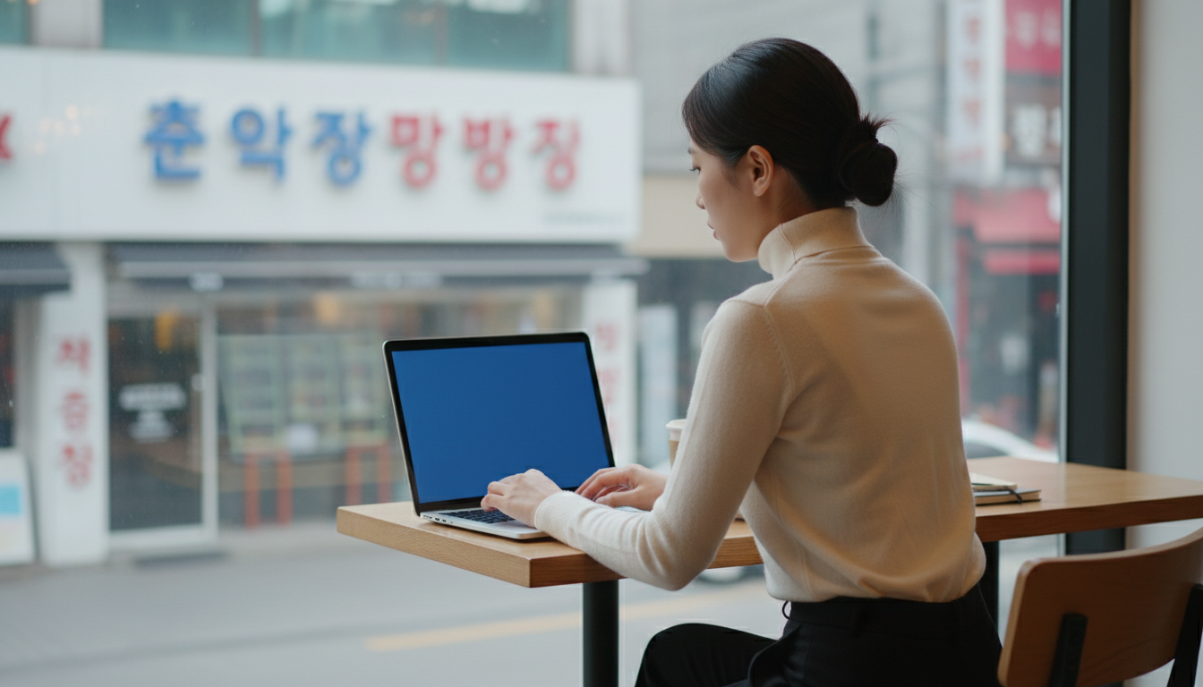 노트북으로 동물 사진을 편집하는 여성
