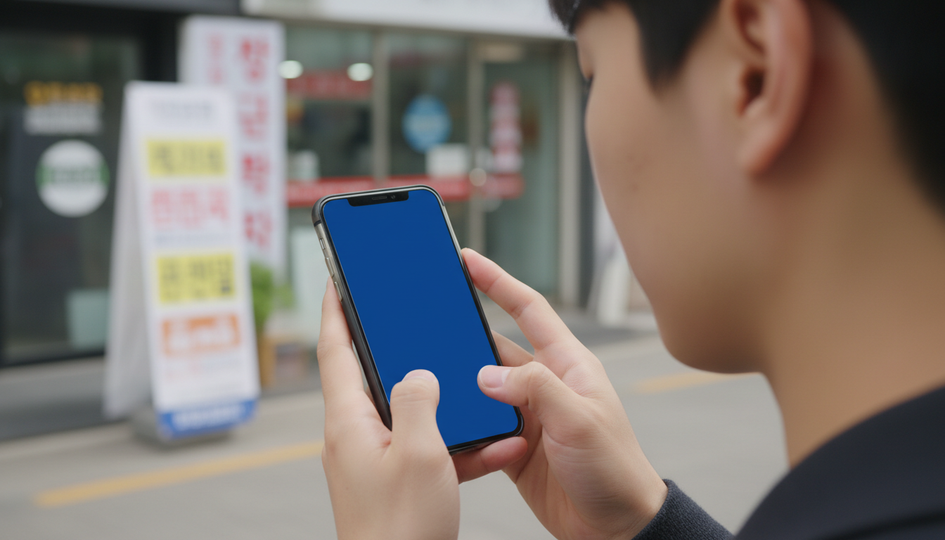 스마트폰 자판으로 프롬프트를 입력하는 손