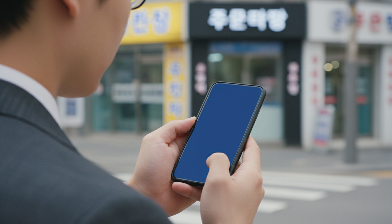 스마트폰으로 환급 신청을 하는 직장인의 손