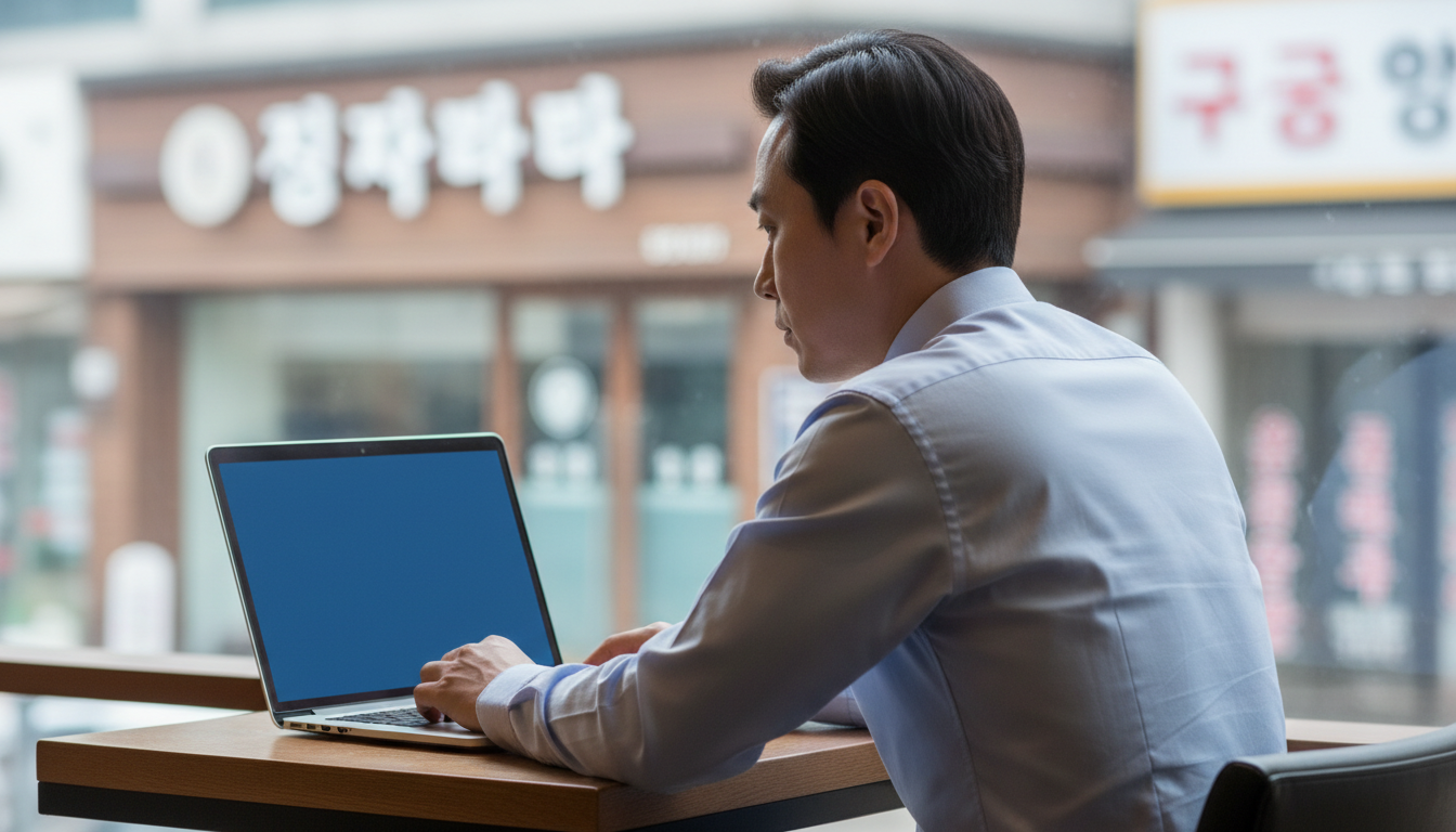 노트북 속 챗GPT를 보며 고민하는 직장인