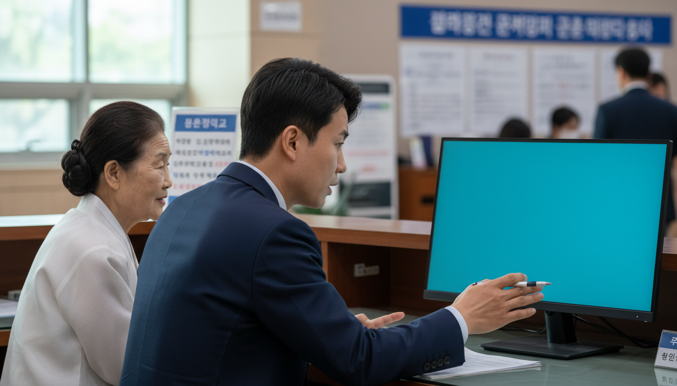 주민센터에서 연금 상담을 받는 어르신