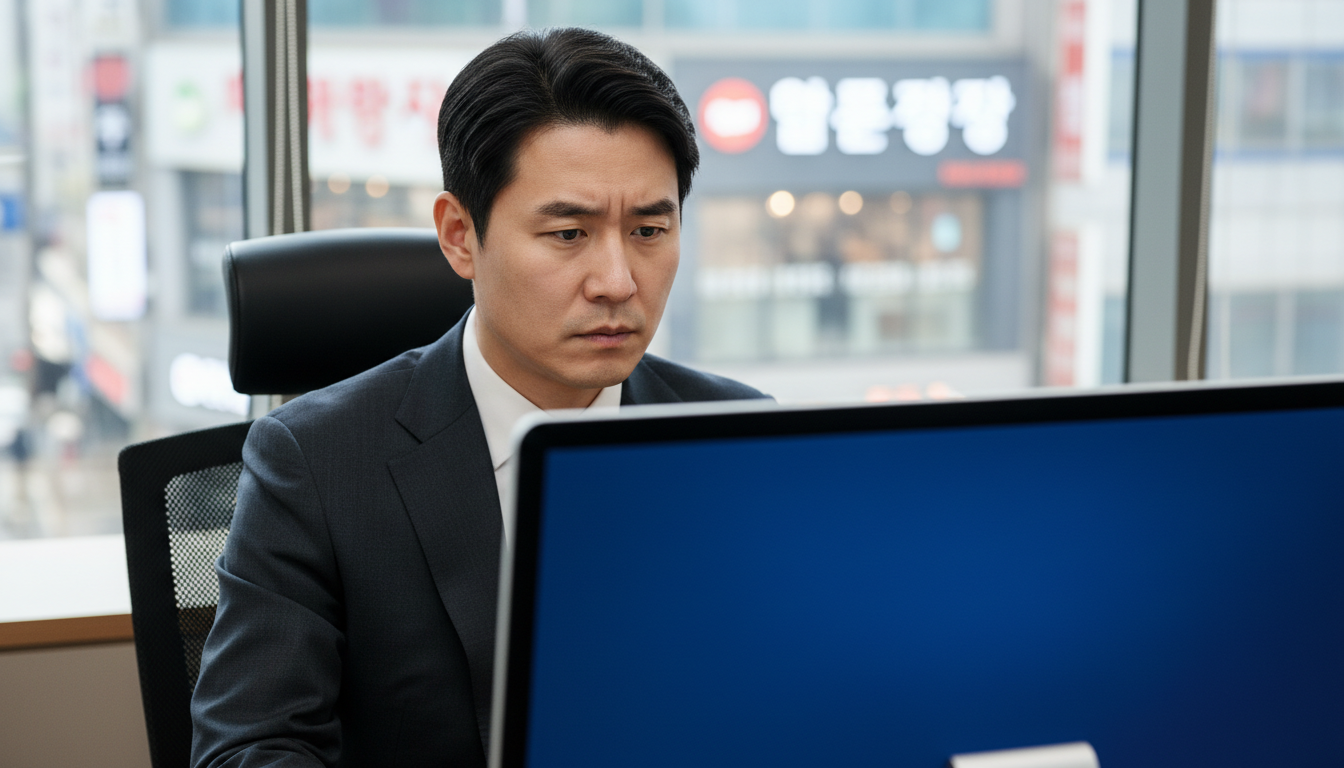 주식 거래 화면의 차트를 분석하는 펀드매니저
