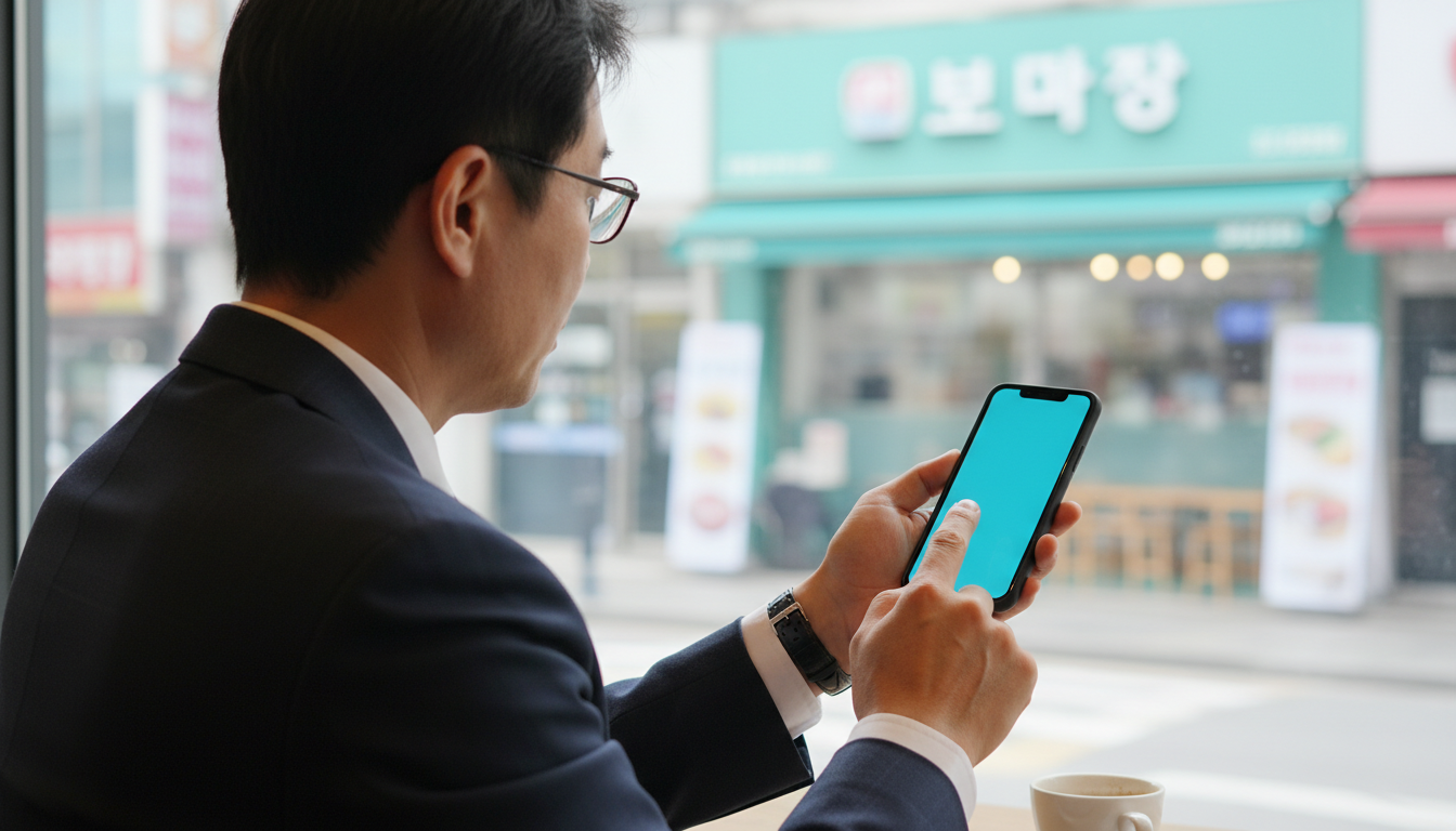 스마트폰 헤드셋 아이콘을 손으로 누르는 남성