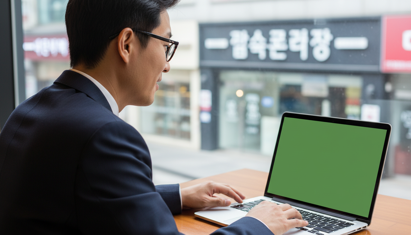 카페에서 노트북으로 자산을 점검하는 투자자